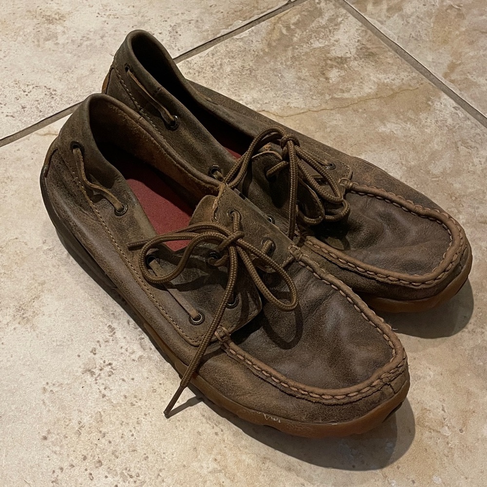 Twisted X Women's Brown Leather Moccasin-Style Lace Shoes
